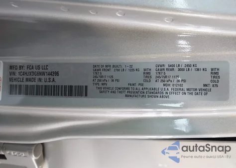 2022 Jeep Wrangler Unlimited Sport S 4X4 from USA, damaged, VIN 1C4HJXDG6NW144396